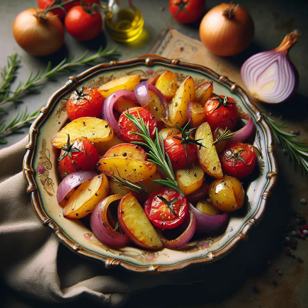 Pommes de Terre Sautées aux Tomates et Oignons