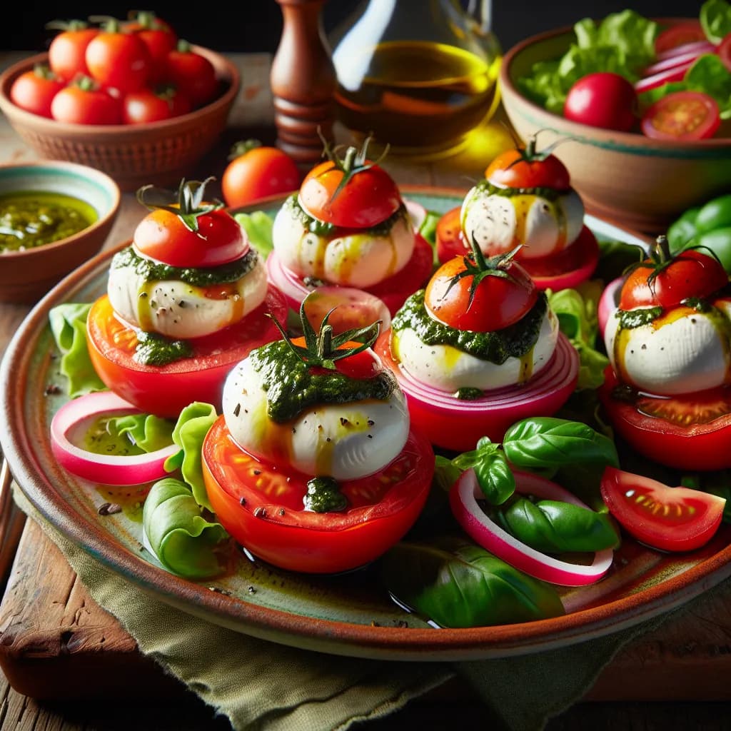 Pomodori Ripieni con Mozzarella e Insalata