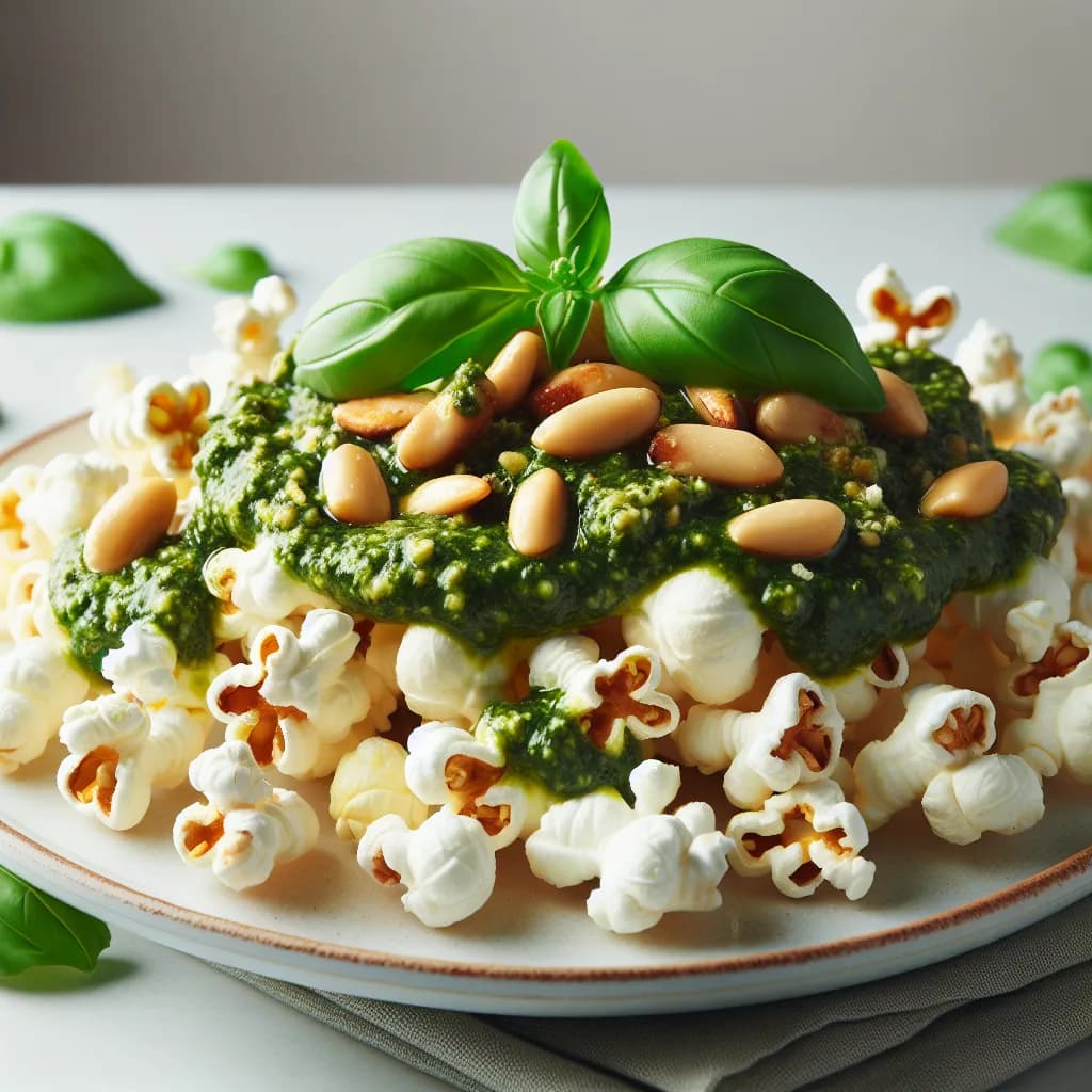 Popcorn con Pesto di Basilico e Pinoli