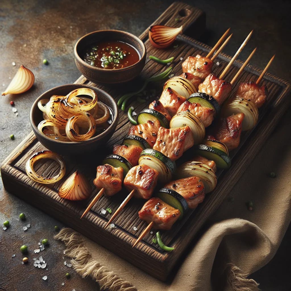 Pork and Onion Skewers