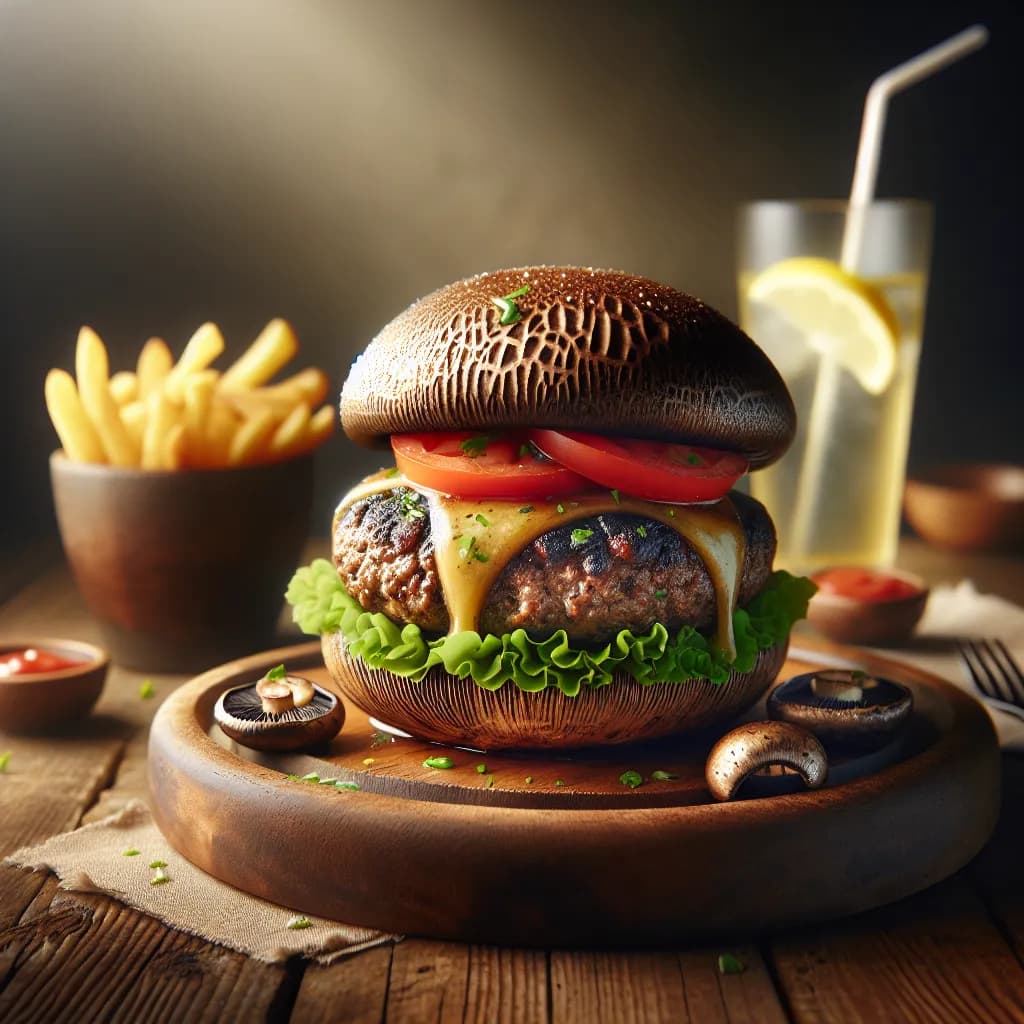 Portobello-Burger mit Faschiertem