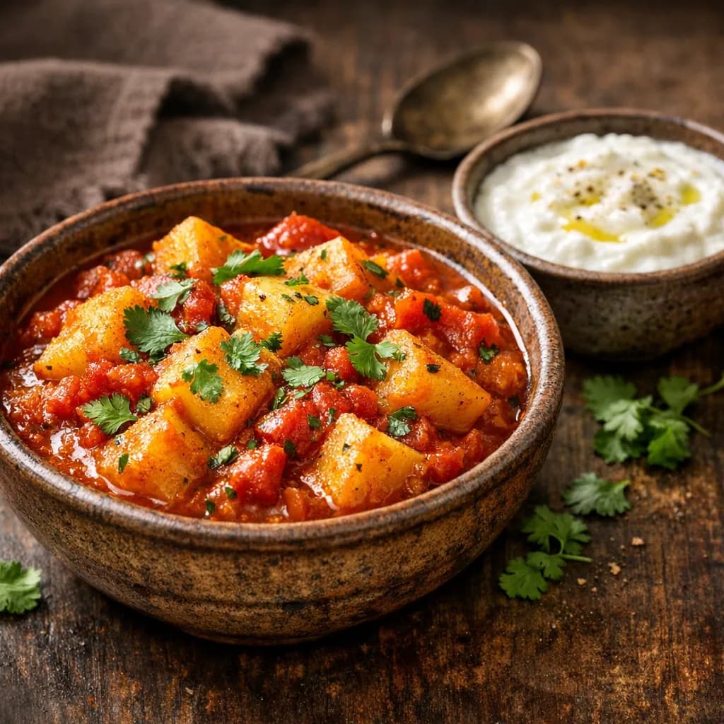 Potato Tomato Curry with Curd