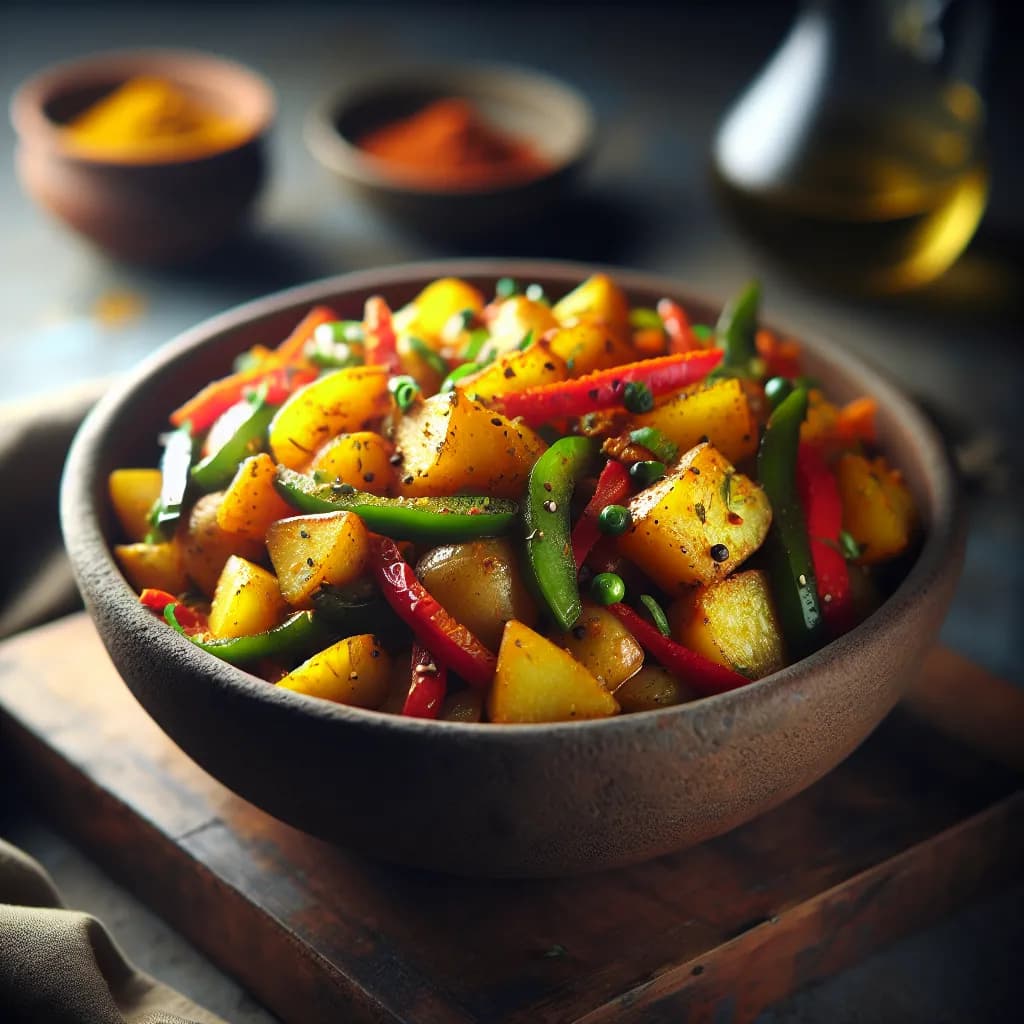 Potato and Capsicum Stir Fry