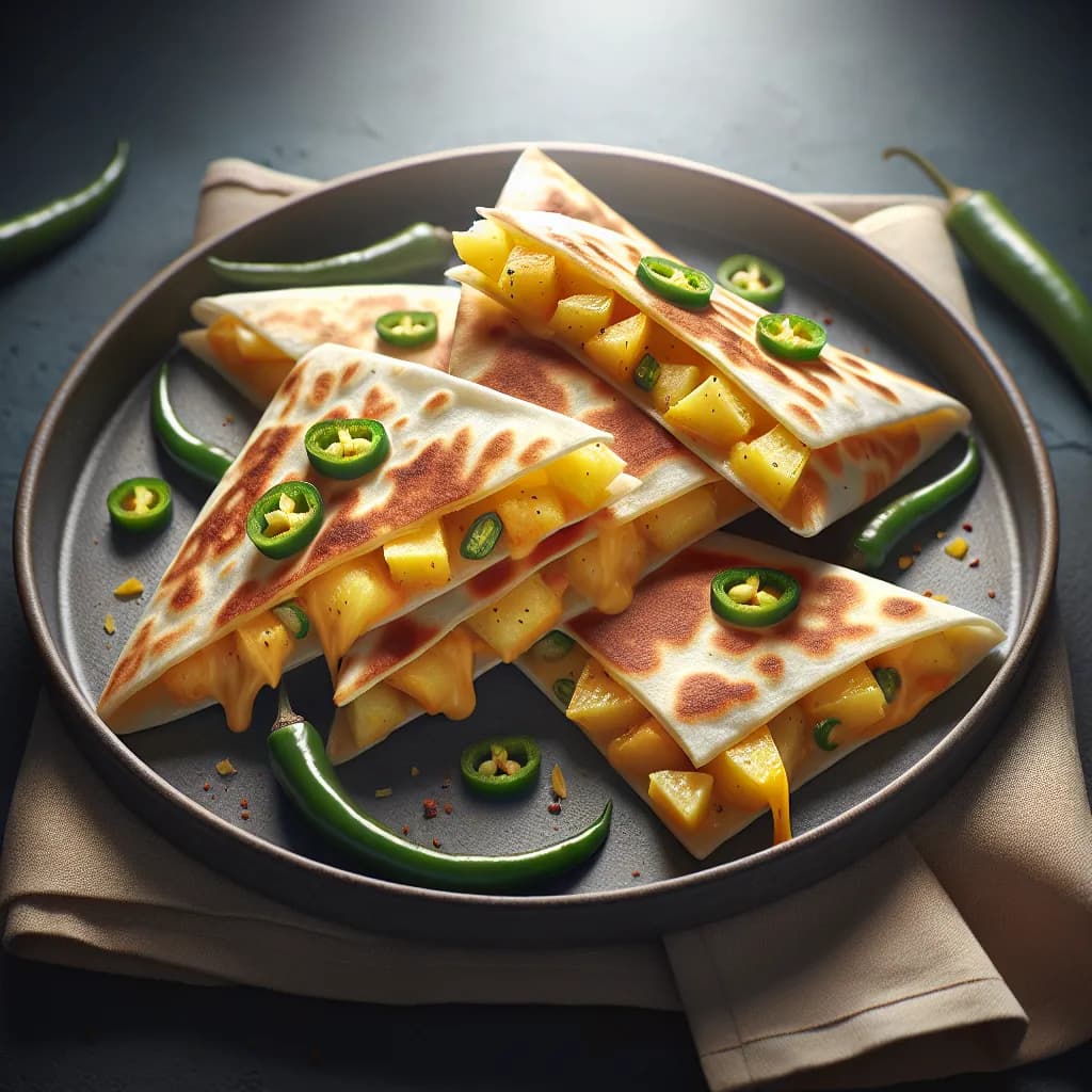 Potato and Cheese Quesadillas with Green Chilli