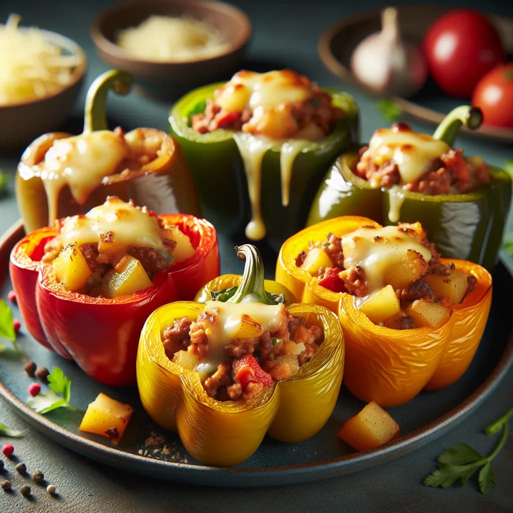 Potato and Meat Stuffed Peppers