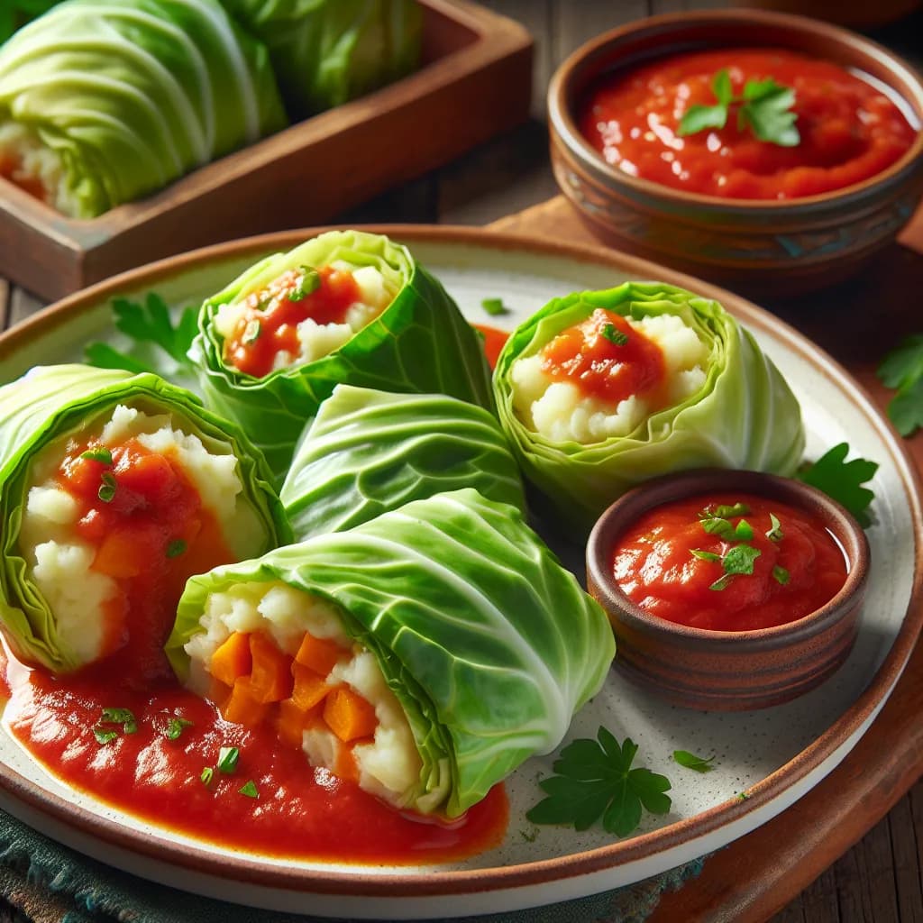Potato and Tomato Cabbage Rolls