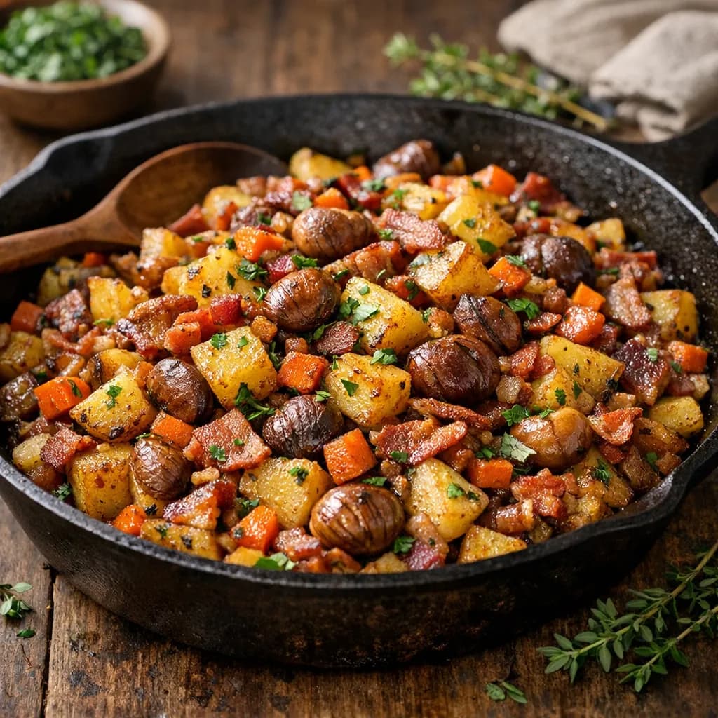 Potato, Chestnut & Bacon Hash