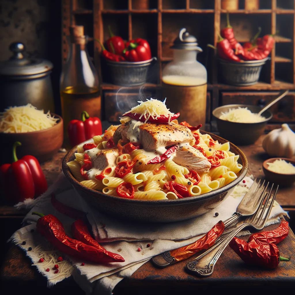 Poulet à la Crème et Poivrons