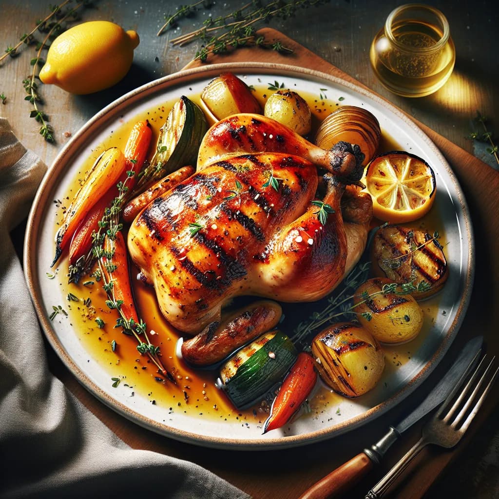 Poulet Grillé au Citron et Légumes