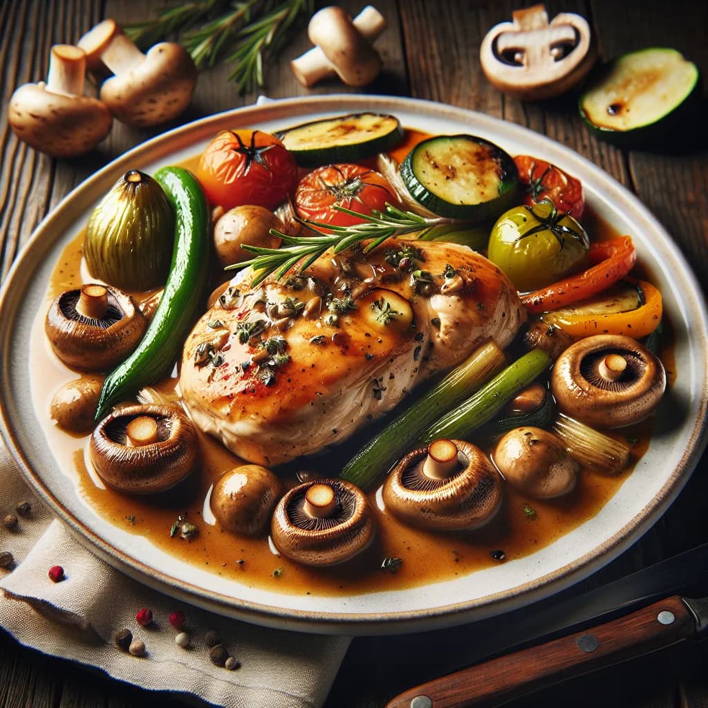 Poulet aux Champignons et Légumes