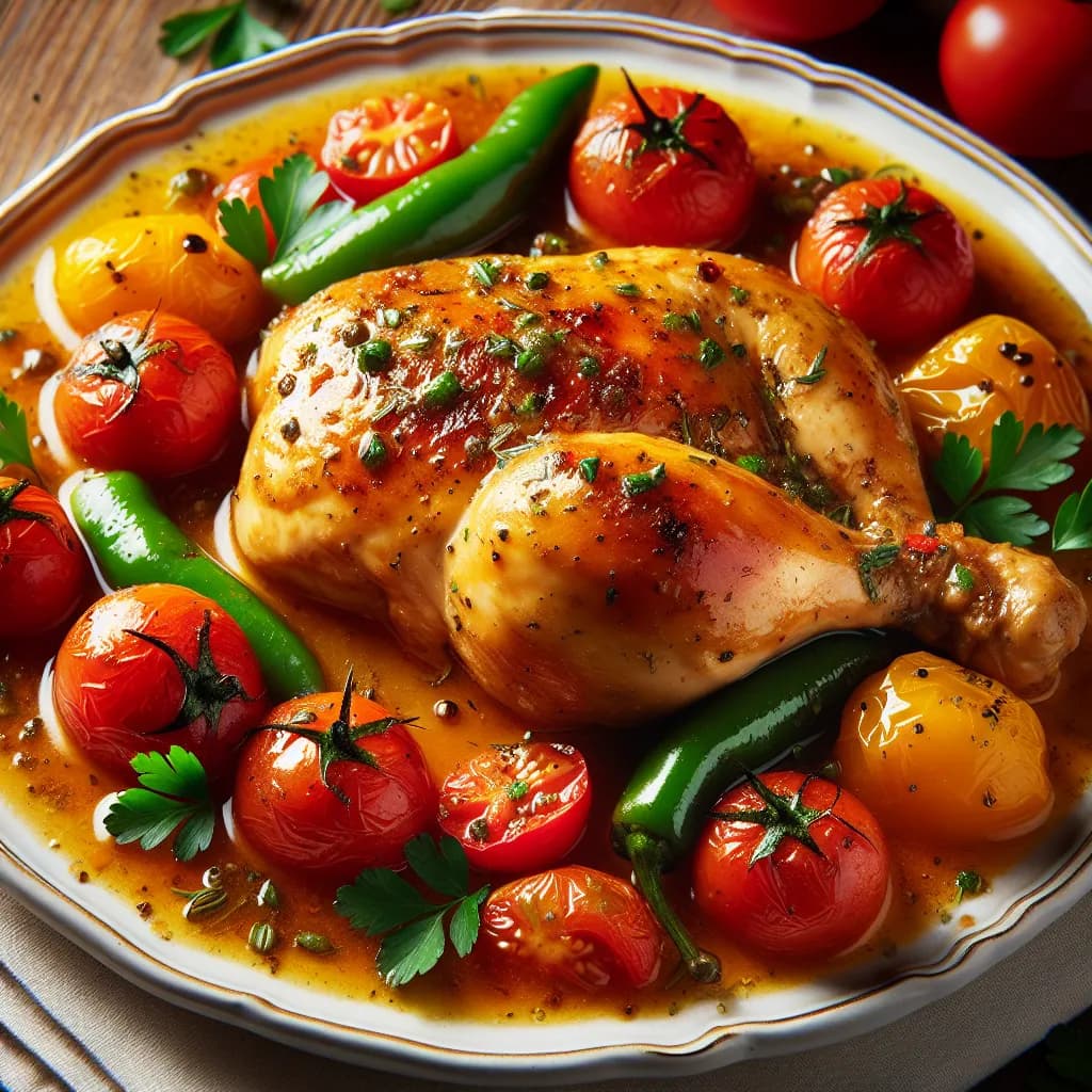 Poulet aux Tomates et Poivrons