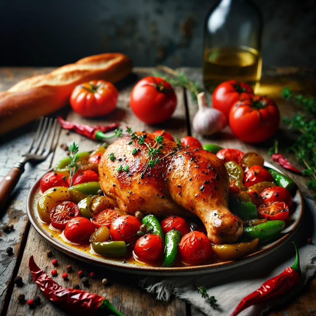 Poulet aux Tomates et Poivrons