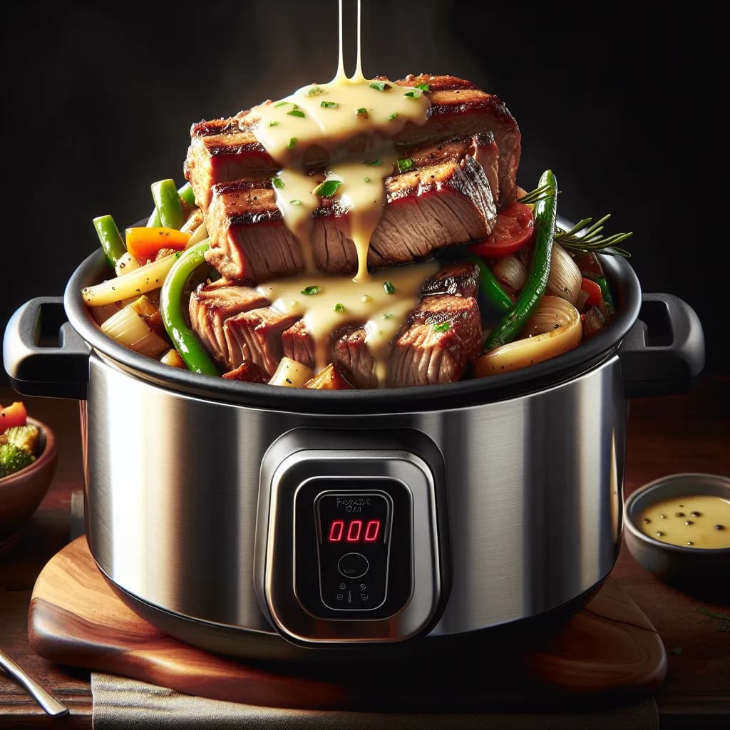 Pressure Cooker Pork Philly Cheesesteak