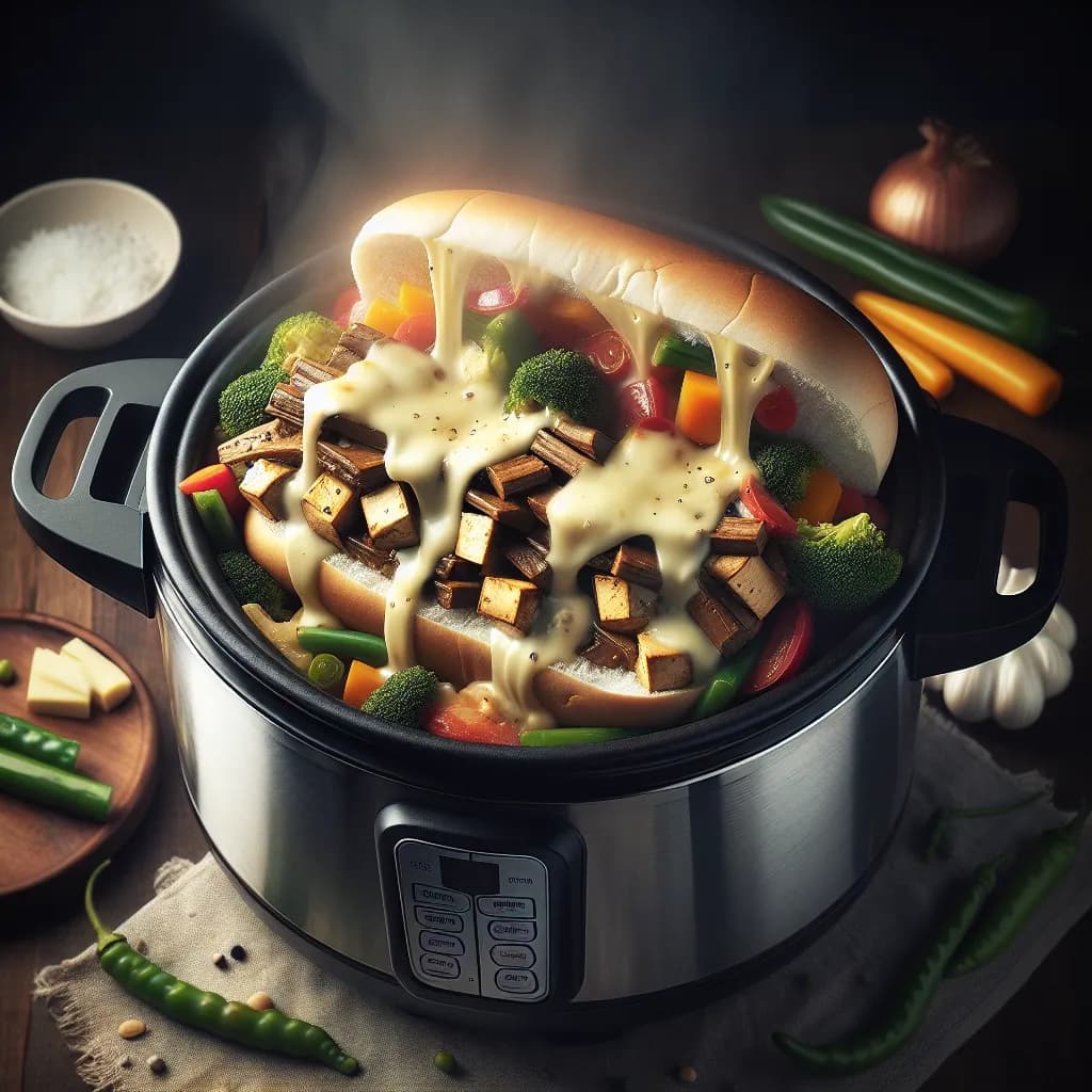 Pressure Cooker Vegetarian Philly Cheesesteak