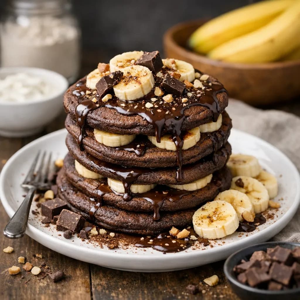 Proteinreiche Schoko-Bananen-Pancakes