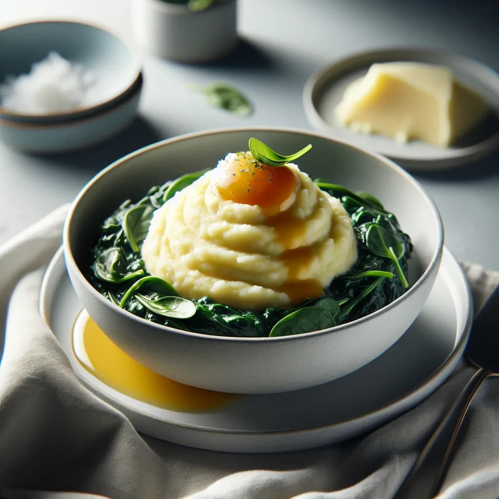Purée de pommes de terre et épinards