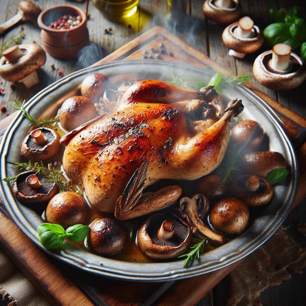 Quaglia al Forno con Funghi