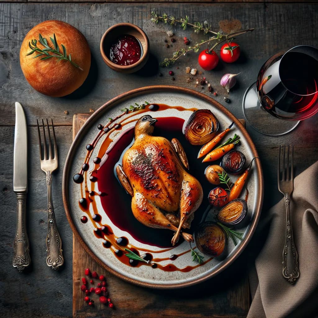 Quaglia al Forno con Salsa di Vino Rosso