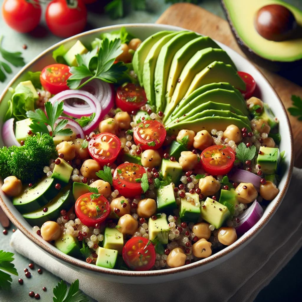 Quinoa-Salat mit Avocado und Kichererbsen