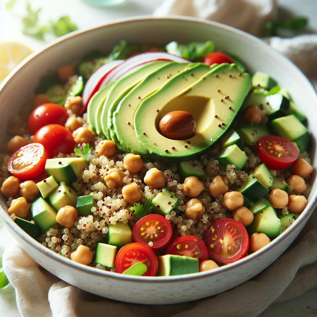 Quinoa-Salat mit Avocado und Kichererbsen