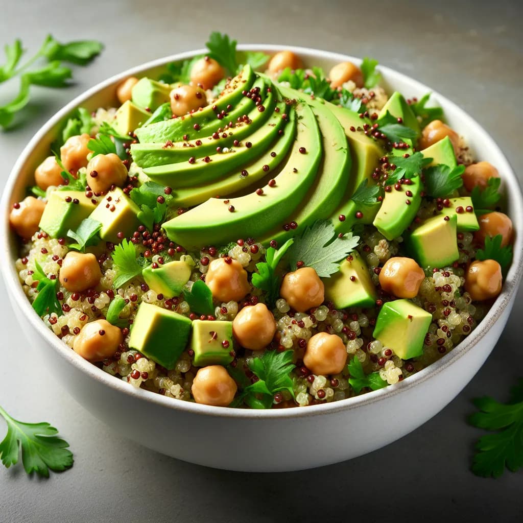 Quinoa-Salat mit Avocado und Kichererbsen