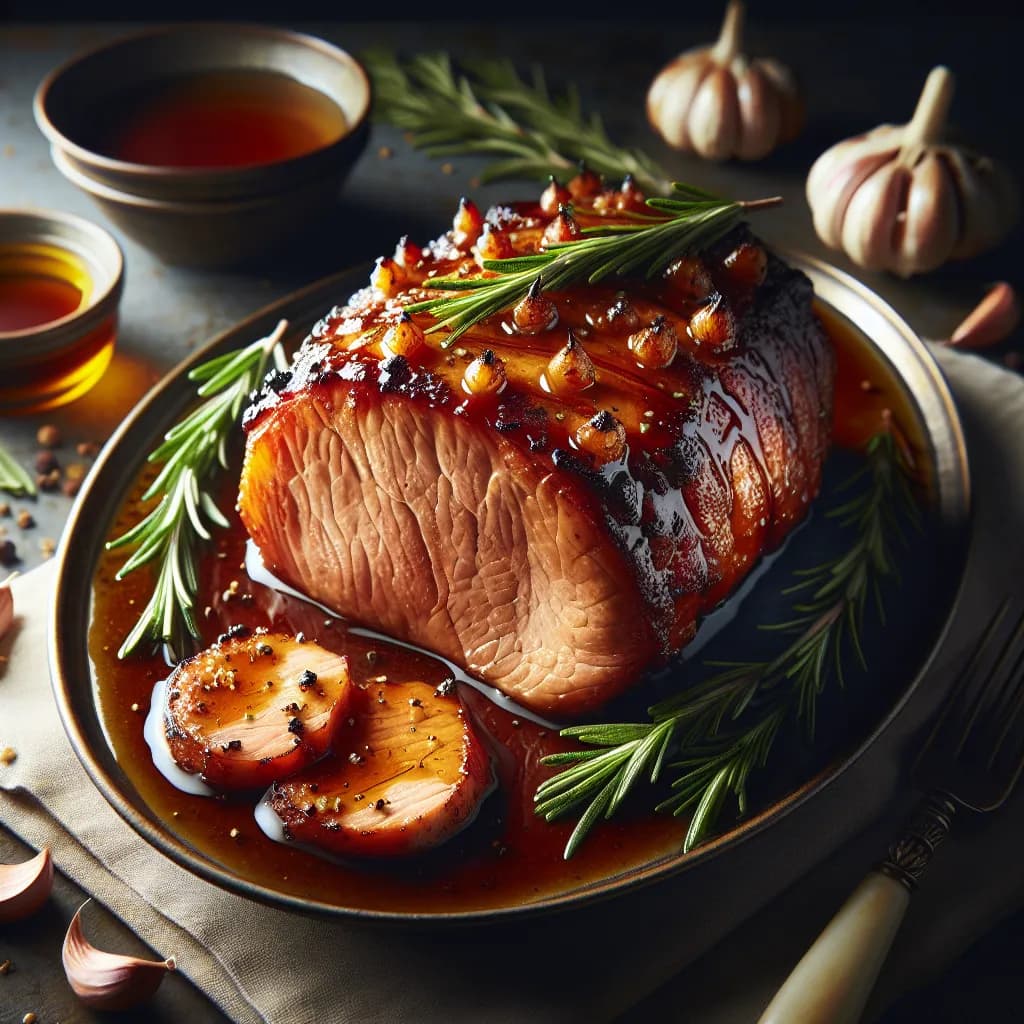 Rôti de porc au romarin et miel