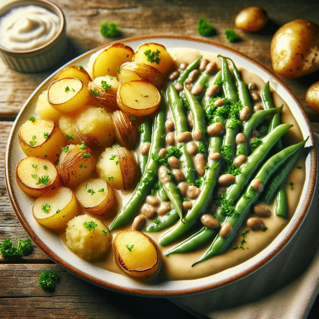 Rahmfisolen mit Kartoffeln