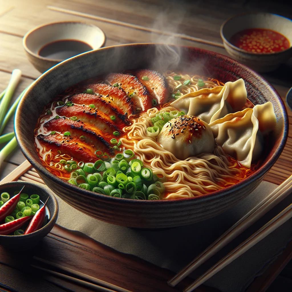 Ramen épicé avec Gyoza