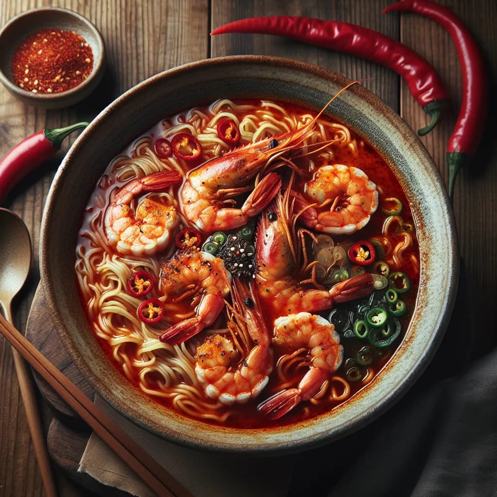 Ramen Piccante con Gamberetti