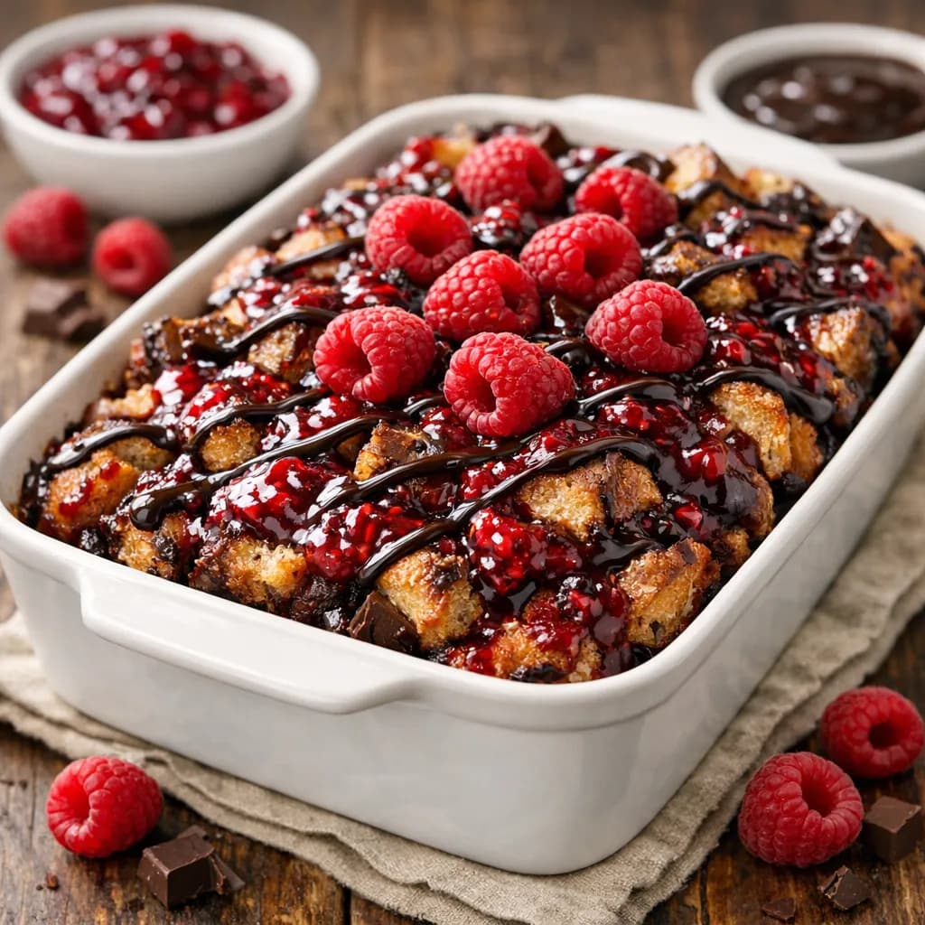 Raspberry Chocolate Bread Pudding