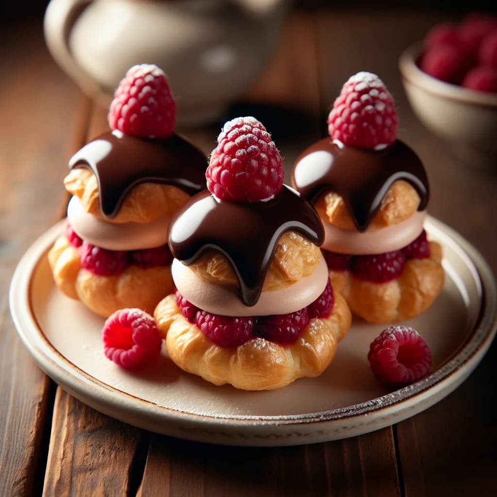 Raspberry Chocolate Cream Puffs