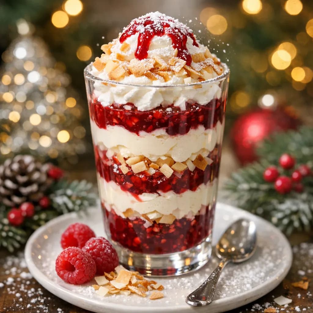 Raspberry Coconut Christmas Parfait