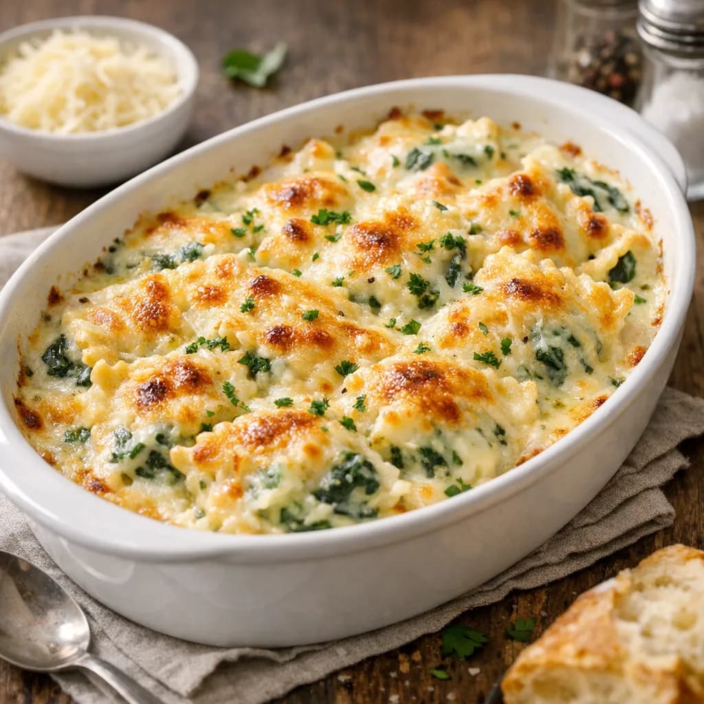 Ravioli épinards ricotta gratinés à la béchamel légère