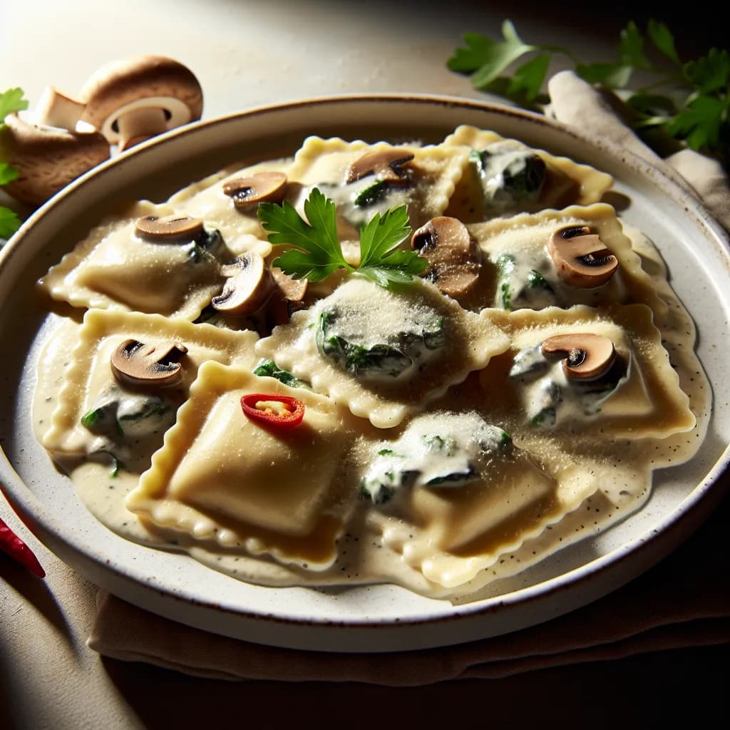 Ravioli alla Panna e Funghi
