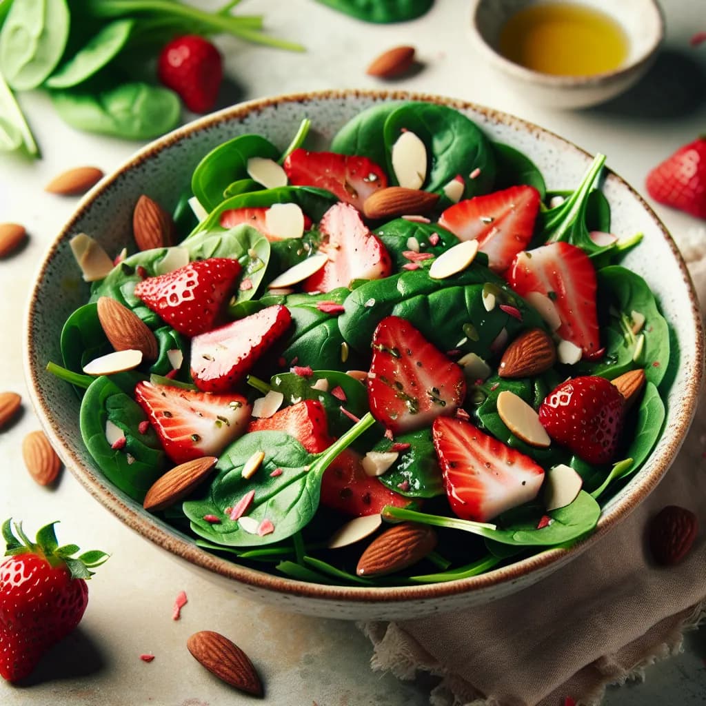 Raw Vegan Spinach and Strawberry Salad