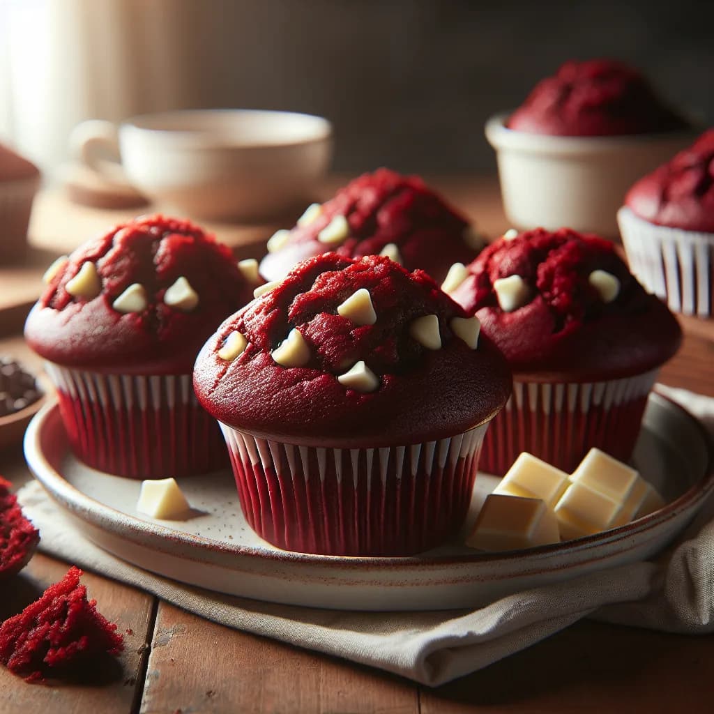 Red Velvet Muffins with White Chocolate Chips