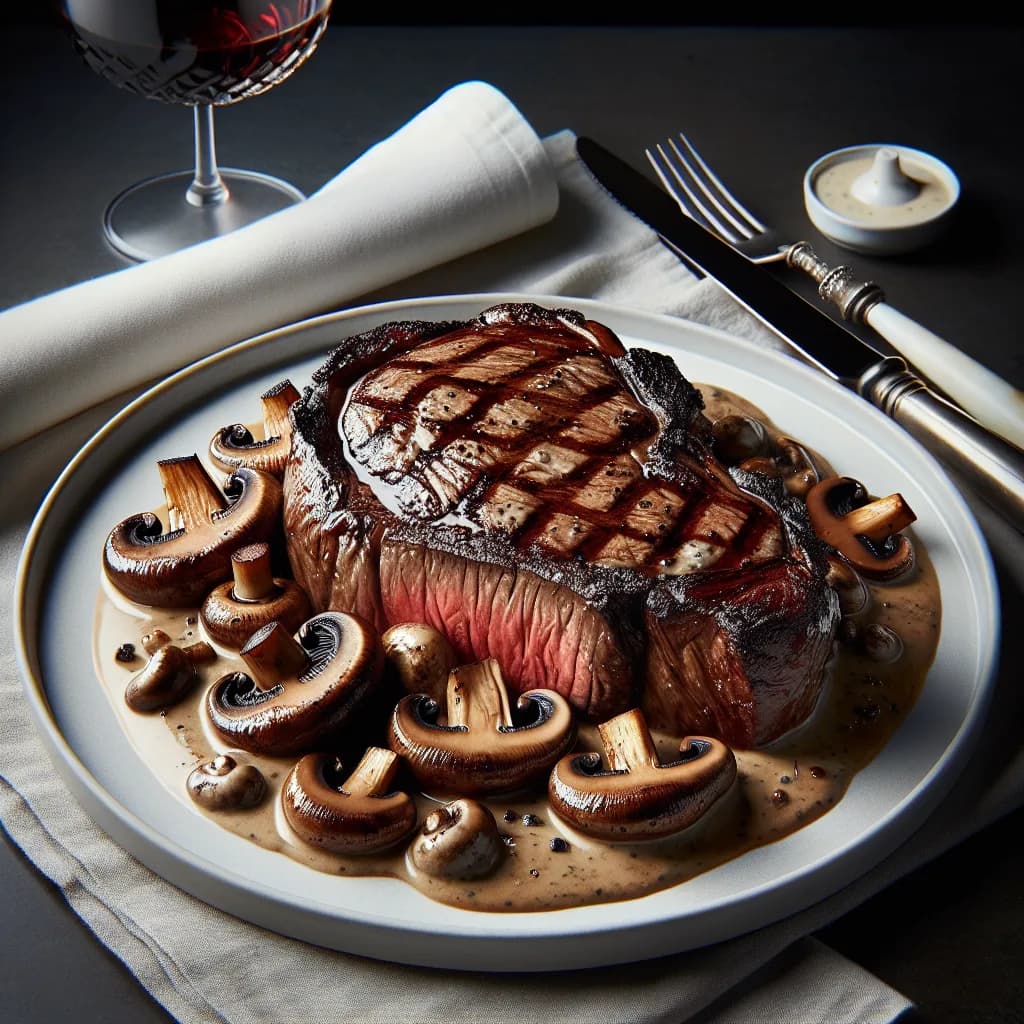 Ribeye Steak with Mushroom Sauce