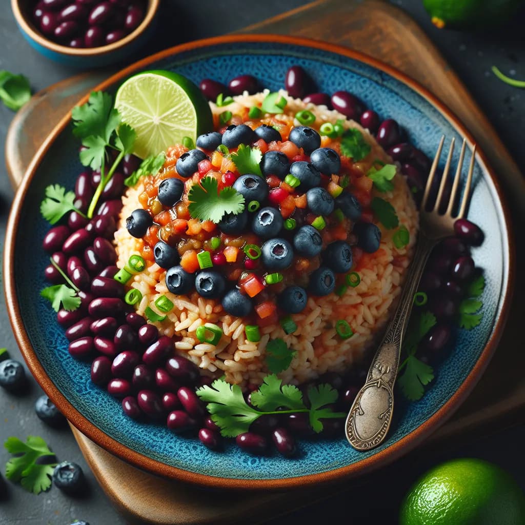 Rice and Beans with Blueberry Salsa