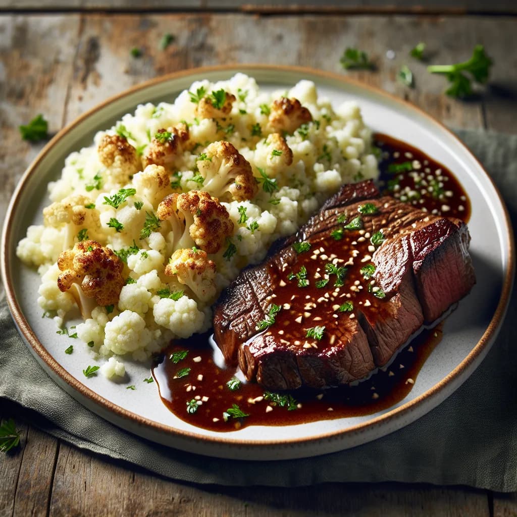 Rindersteak mit Blumenkohlreis