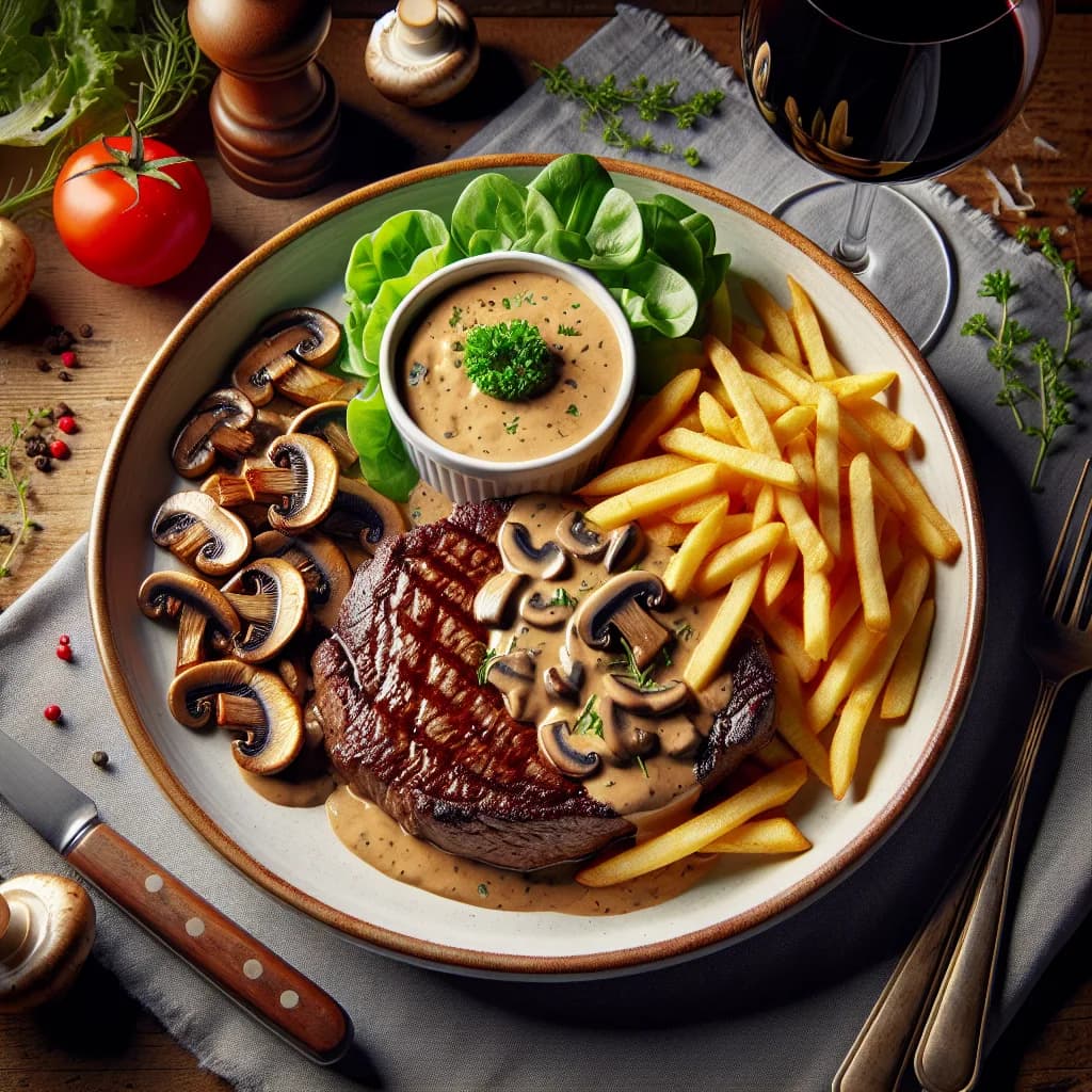 Rindersteak mit Champignon-Rahmsauce