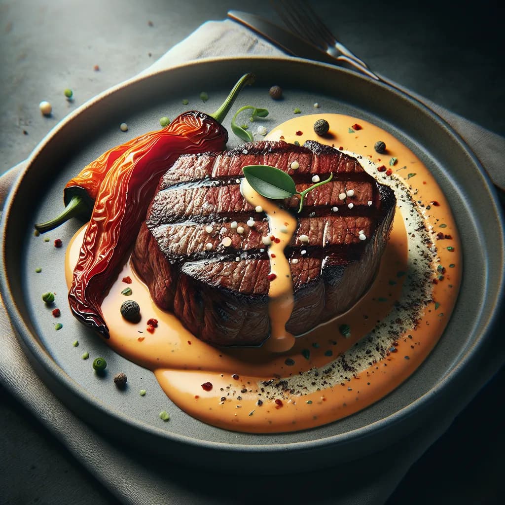 Rindersteak mit Paprika-Obers-Sauce