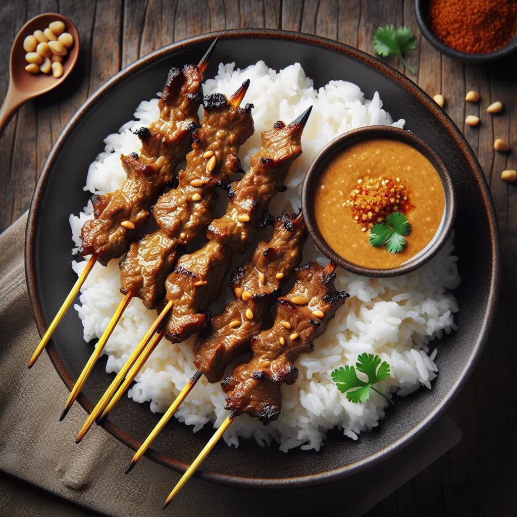 Rindfleisch-Satay mit scharfer Erdnusssauce