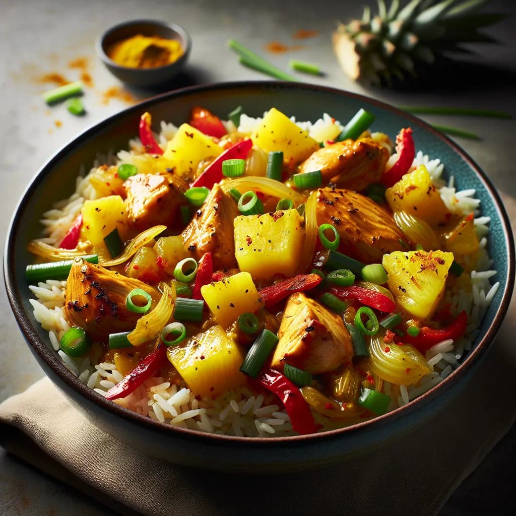 Riso Basmati al Curry con Pollo, Ananas e Verdure