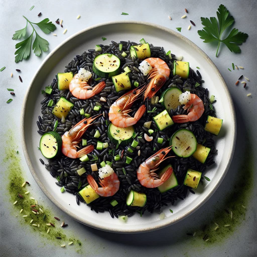 Riso Venere con Zucchine e Gamberetti