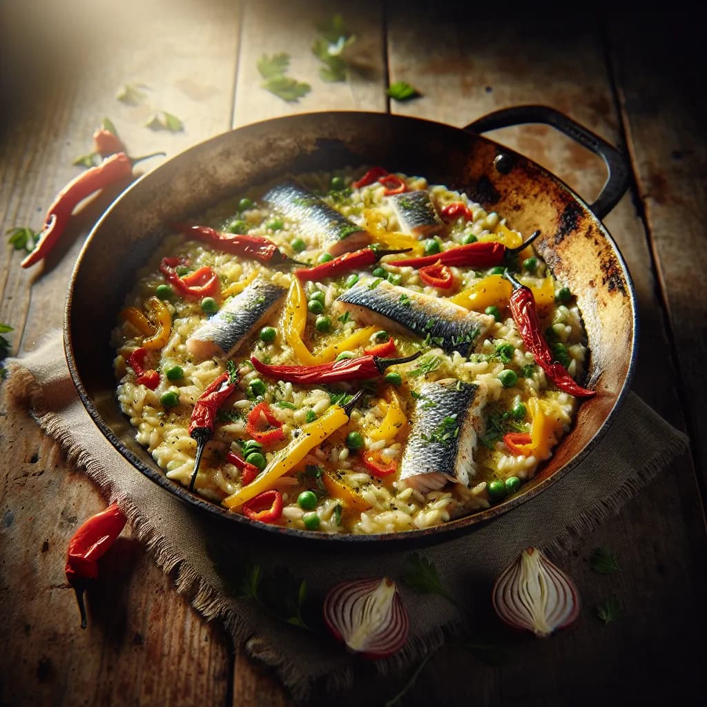 Riso e Pesce in Padella con Peperoni