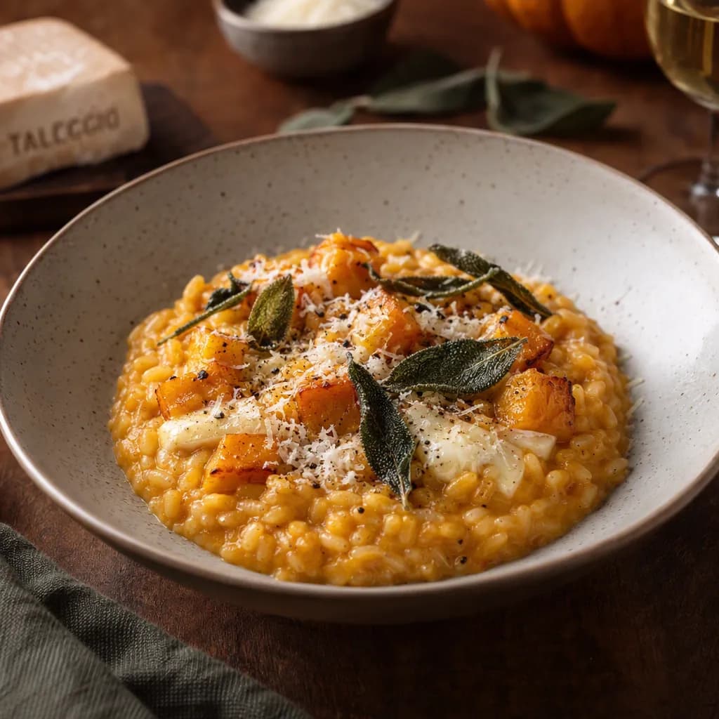 Risotto à la courge, taleggio et sauge croustillante