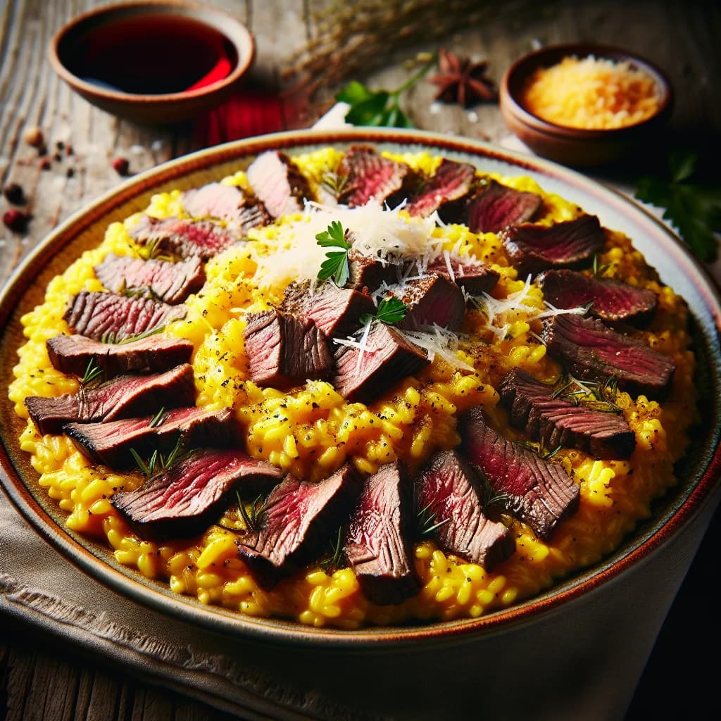 Risotto alla Zafferano con Strisce di Manzo