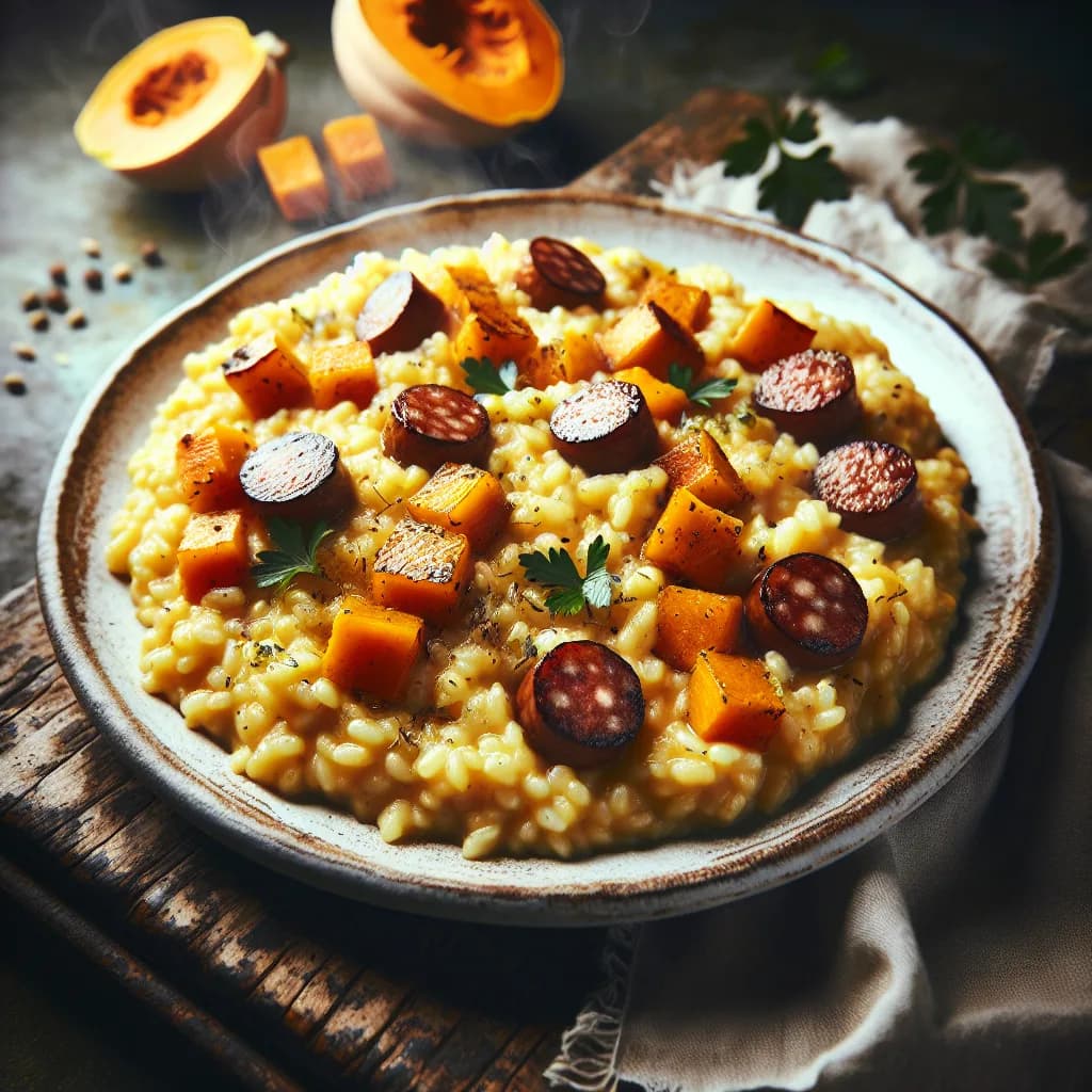 Risotto alla zucca e salsiccia