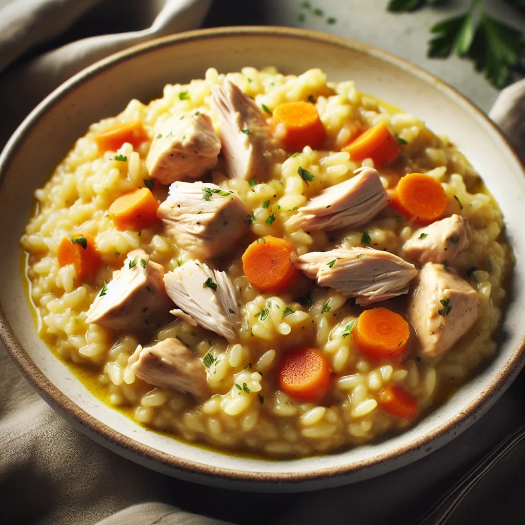 Risotto au poulet et carottes