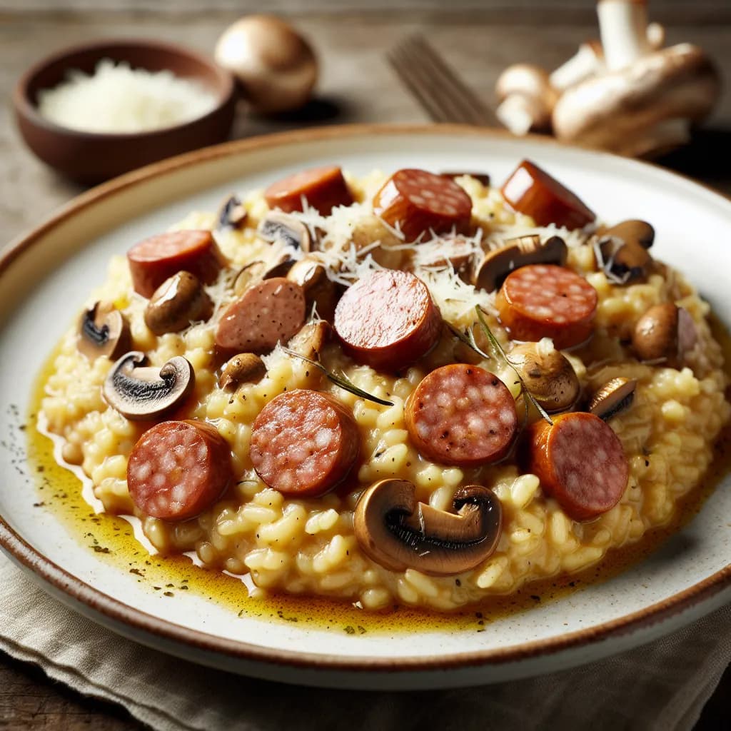 Risotto aux Champignons et Saucisse de Morteau